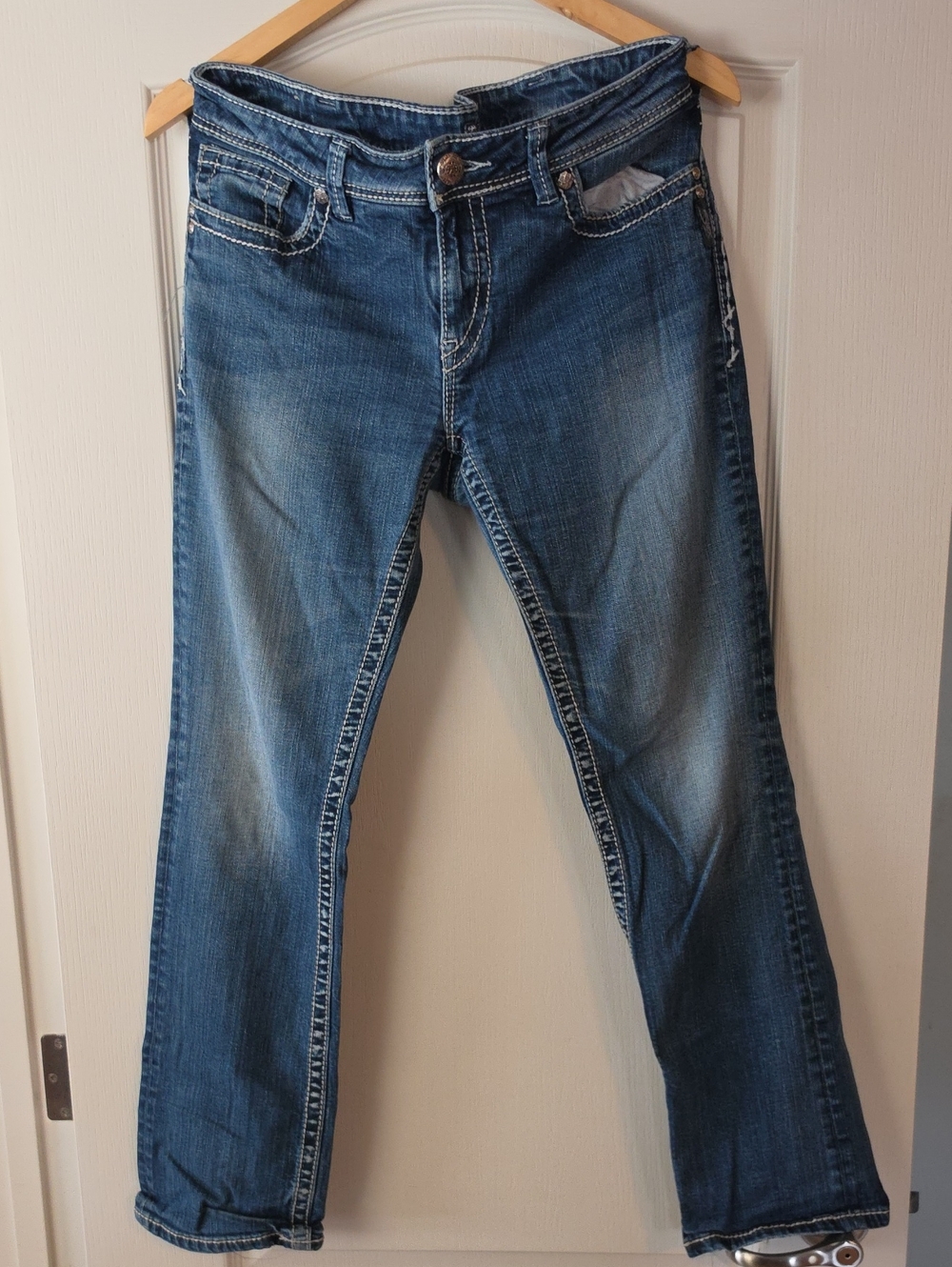 Women's Silver Aiko Baby Boot Fit Denim, Size 33/31